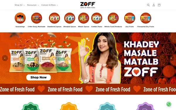 Zoff ecommerce website homepage